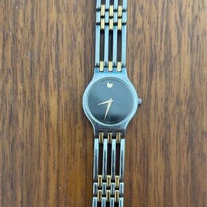 Movado Black Dial Gold and Silver Watch